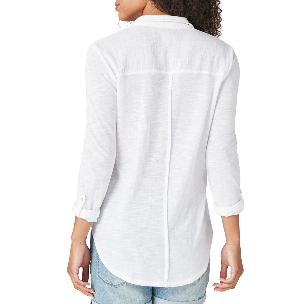 Lucky Brand Woven Gauze Mixed Top - White - Picture 2 of 7
